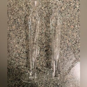 Clear Crystal Bud Vases Pair Princess House.